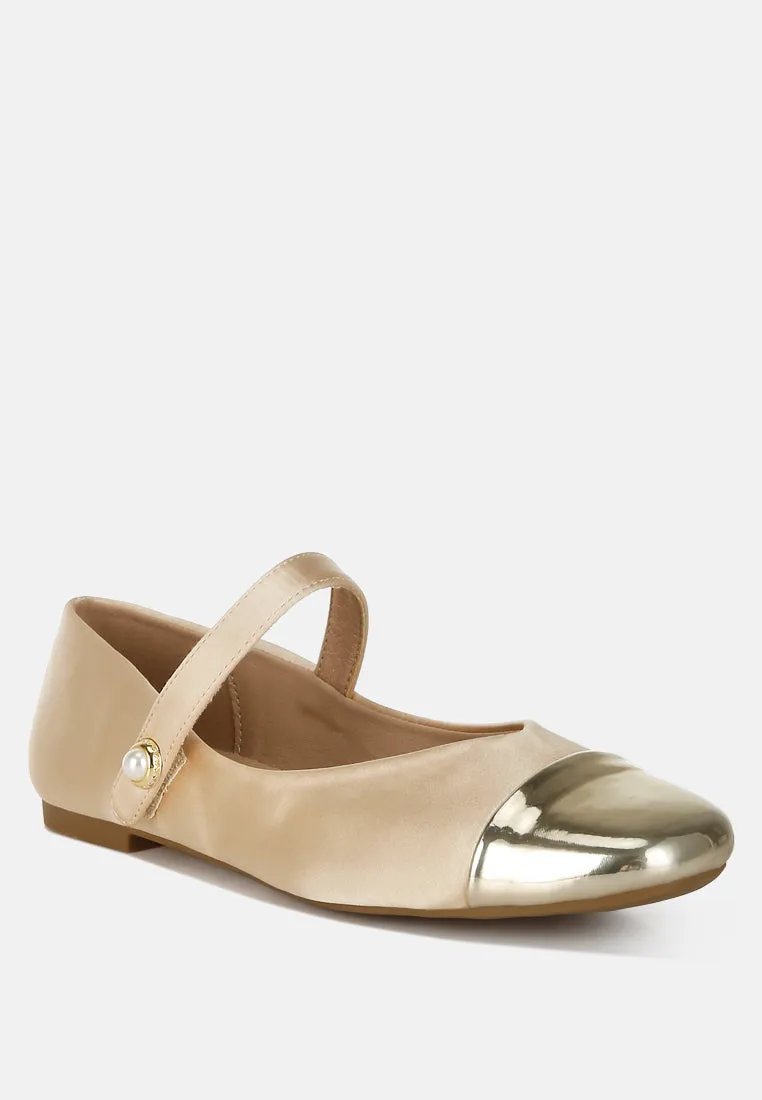 Albi Patent Toe Cap Satin Mary Jane