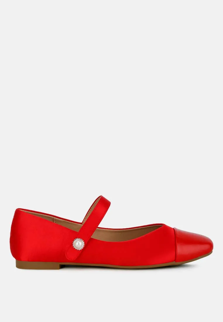 Albi Patent Toe Cap Satin Mary Jane