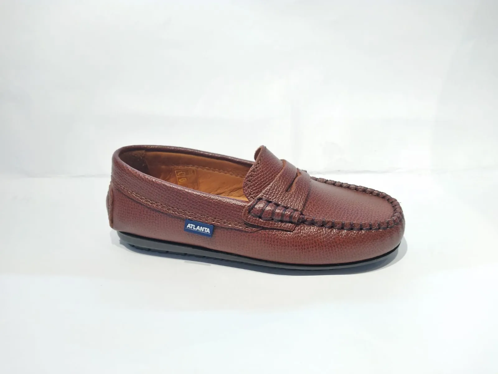 Altanta Moccasin Camel Little G Leather Penny Loafer