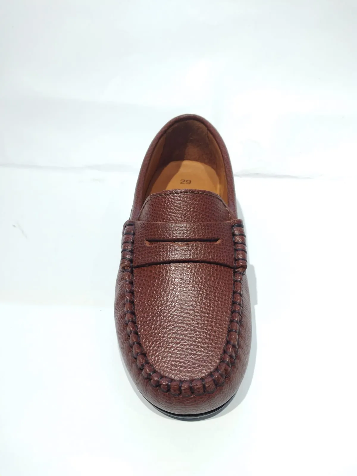 Altanta Moccasin Camel Little G Leather Penny Loafer