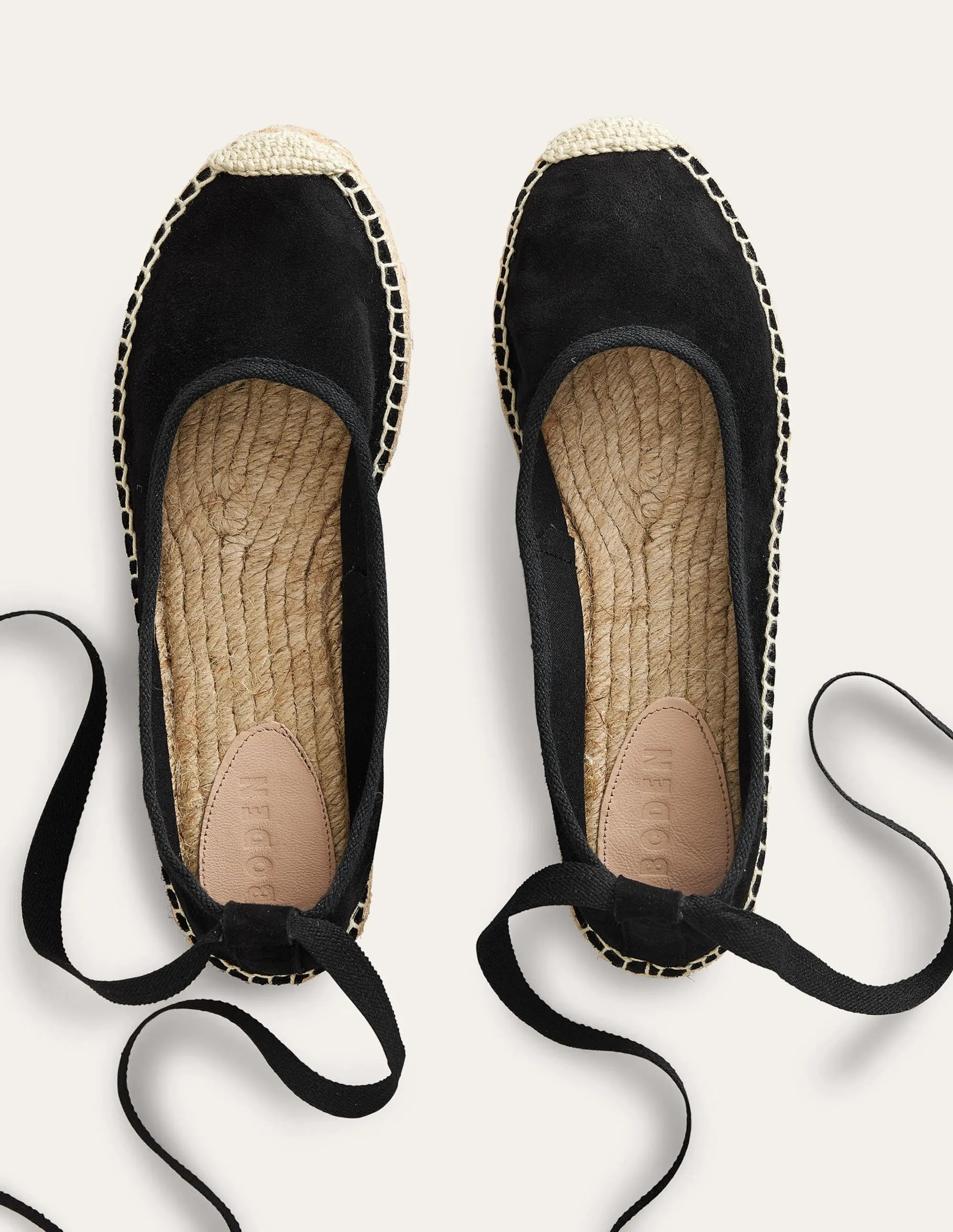 Ankle Tie Espadrilles-Black Suede