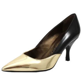 Black and Gold Pointed Toe Pump