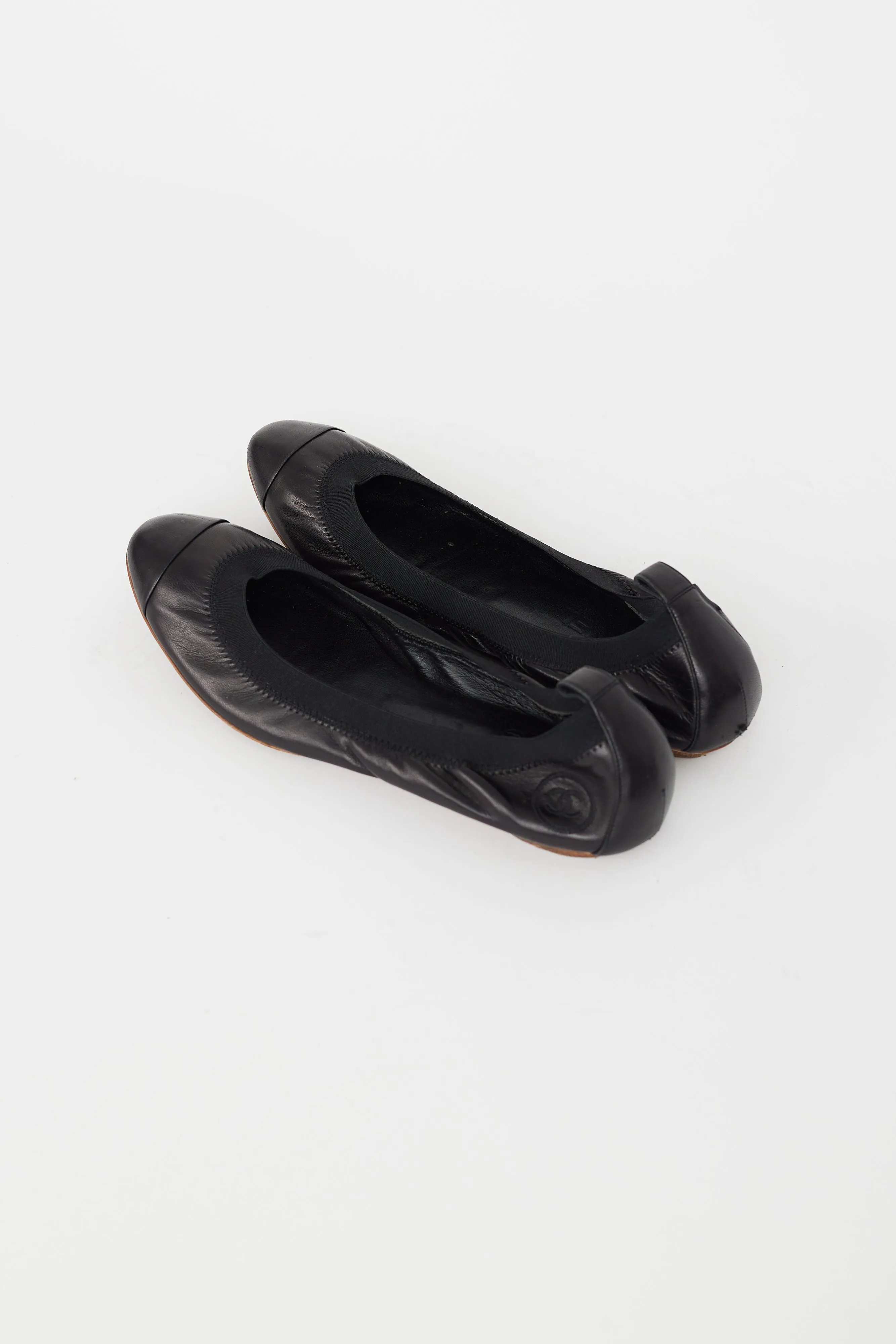 Black Leather CC Ballet Flat