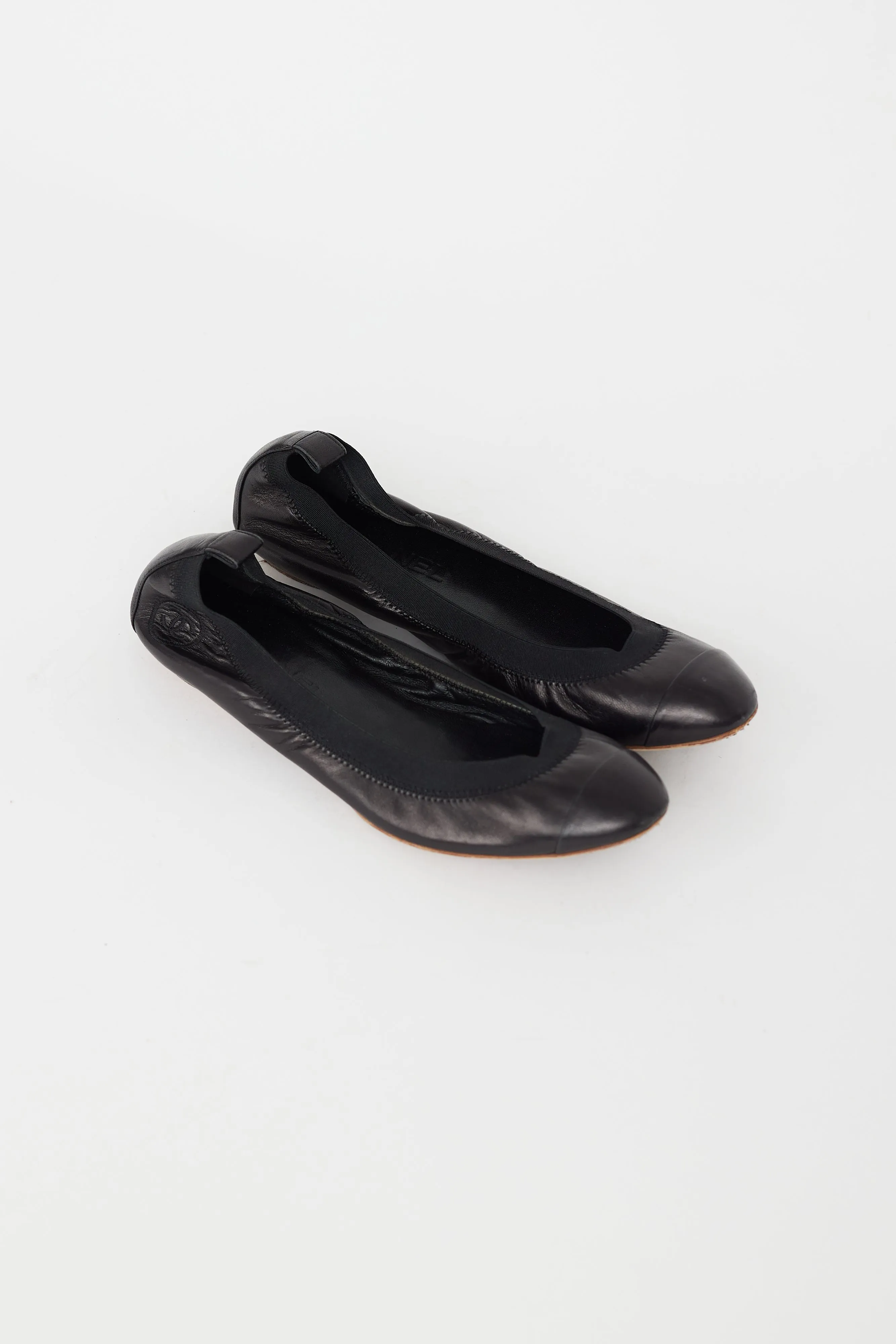 Black Leather CC Ballet Flat