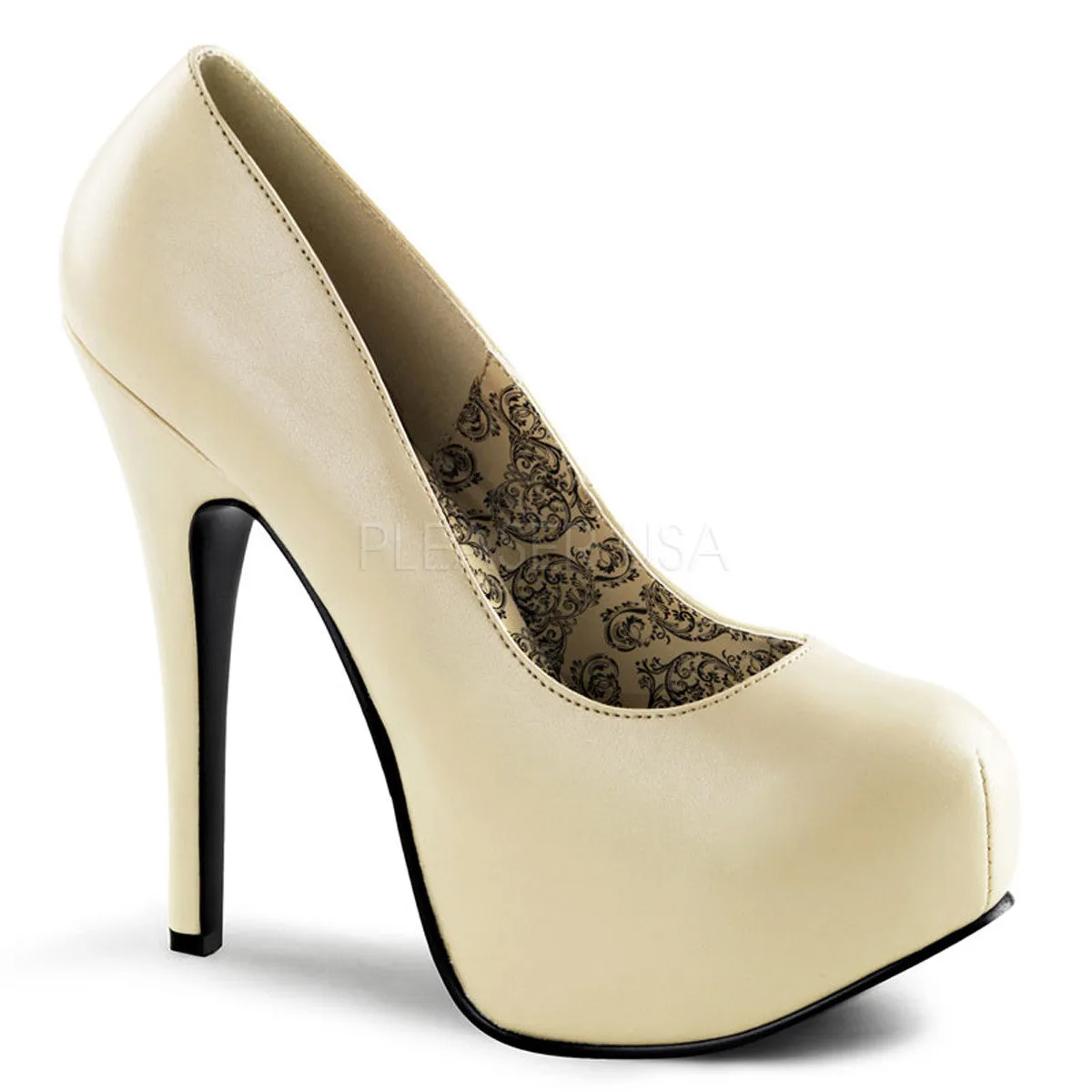 Bordello - Teeze06 Cream Pu Concealed Platform Pump