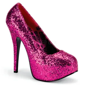 Bordello - Teeze06GW Hot Pink Glitter Platform Wide Width Pump