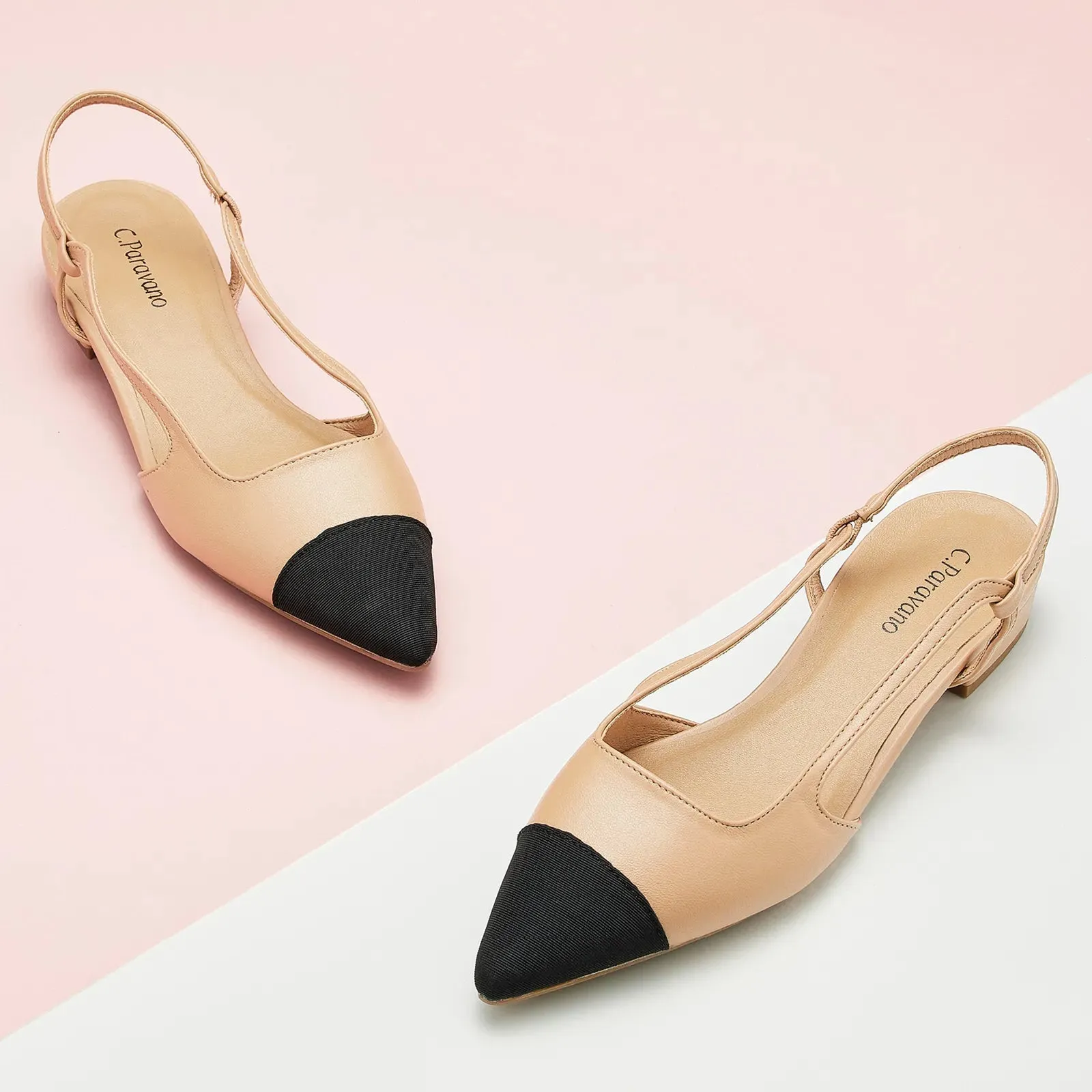 Cap-Toe Slingback Flats (Freya)