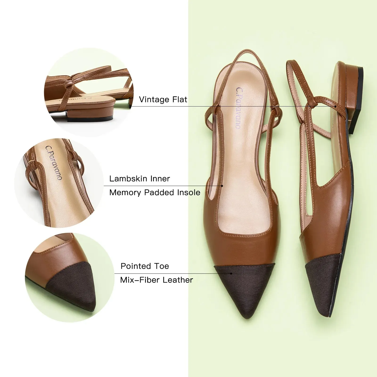 Cap-Toe Slingback Flats (Freya)