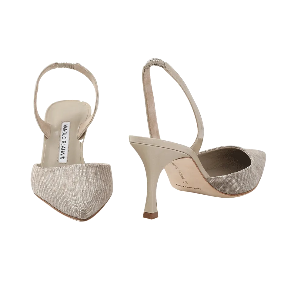 Carolyne Linen Slingback Heels