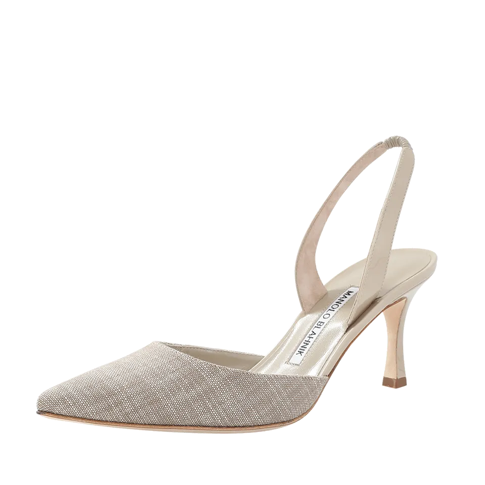 Carolyne Linen Slingback Heels