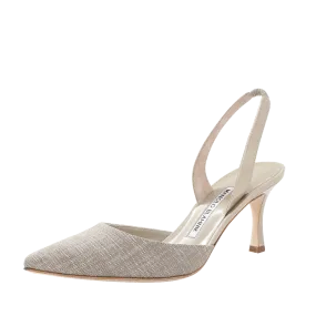 Carolyne Linen Slingback Heels