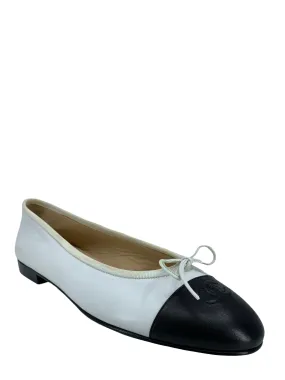 Chanel CC Cap Toe Leather Ballet Flats Size 11