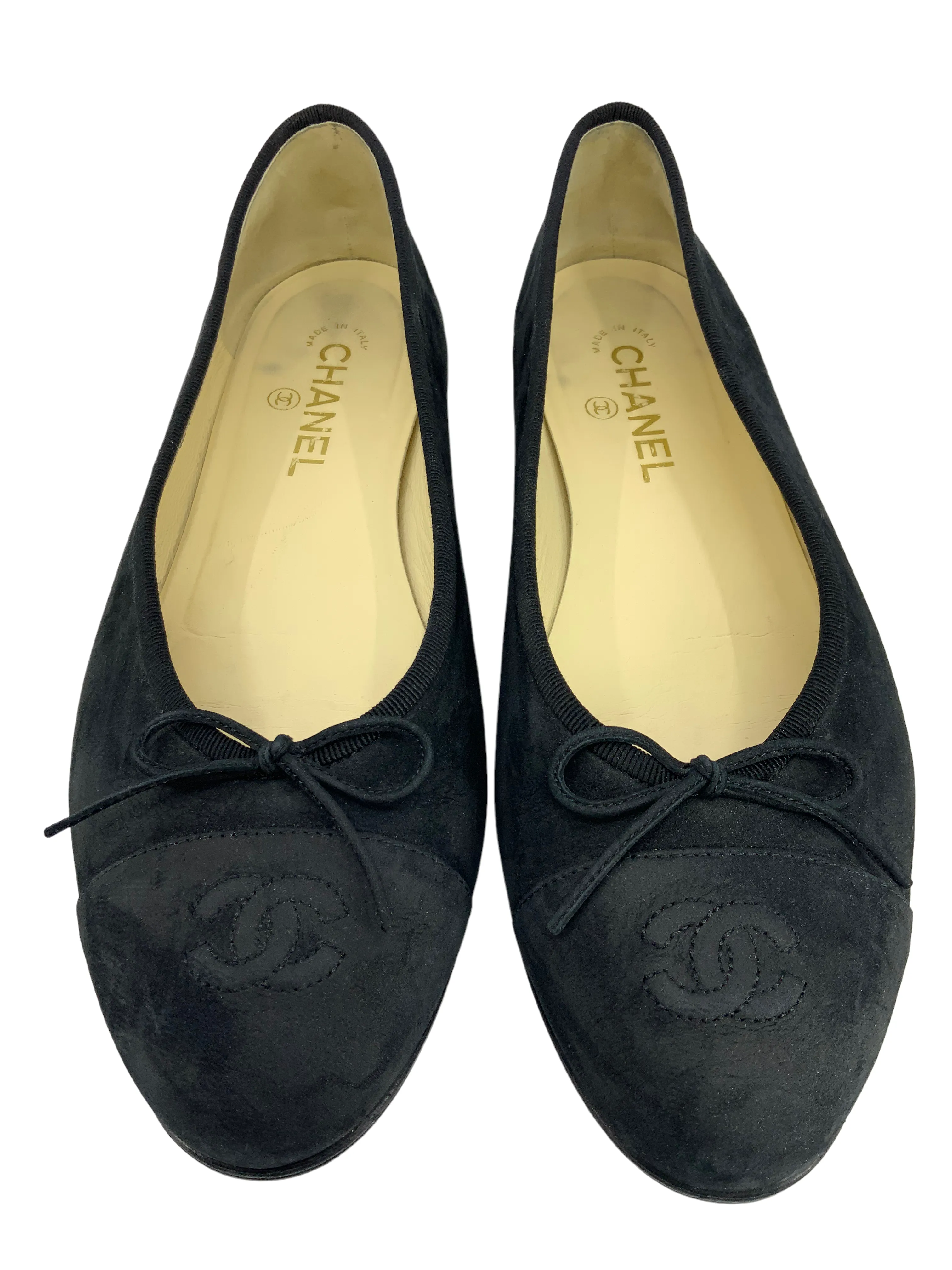 Chanel CC Cap Toe Suede Ballet Flats Size 11