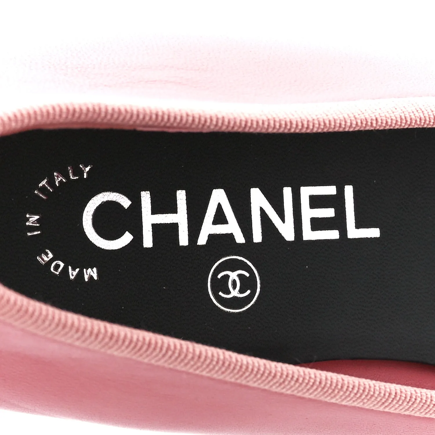 CHANEL CC LAMBSKIN CAP TOE BALLERINA FLATS