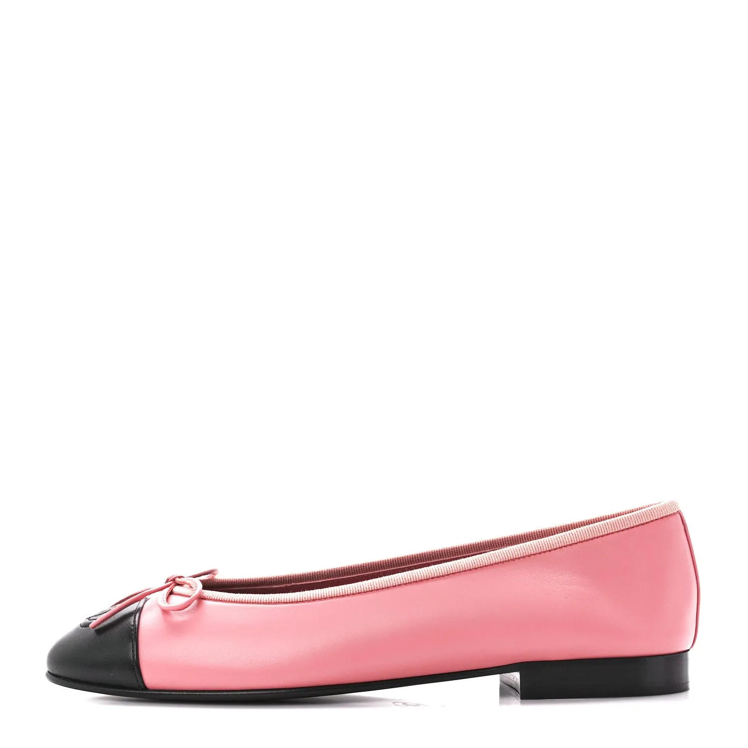 CHANEL CC LAMBSKIN CAP TOE BALLERINA FLATS