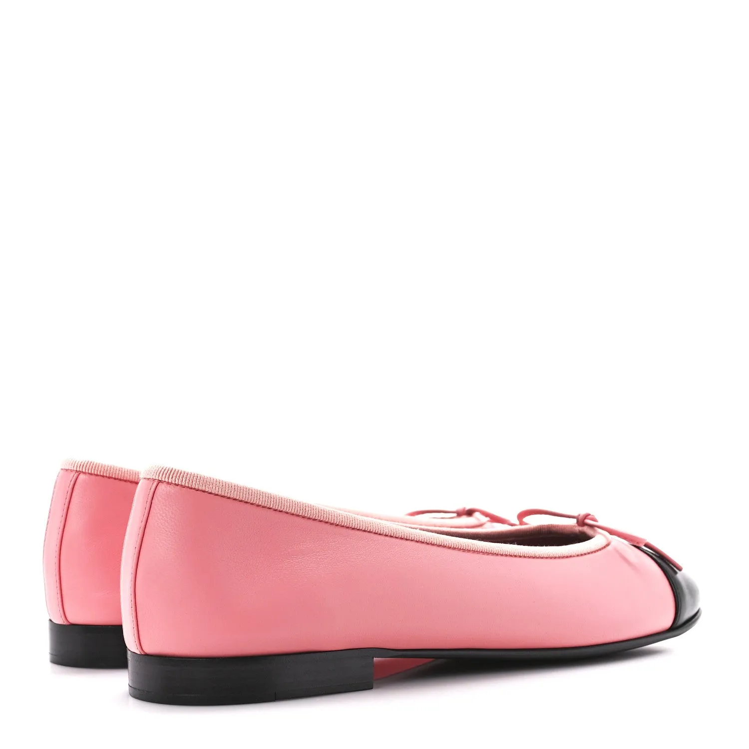 CHANEL CC LAMBSKIN CAP TOE BALLERINA FLATS