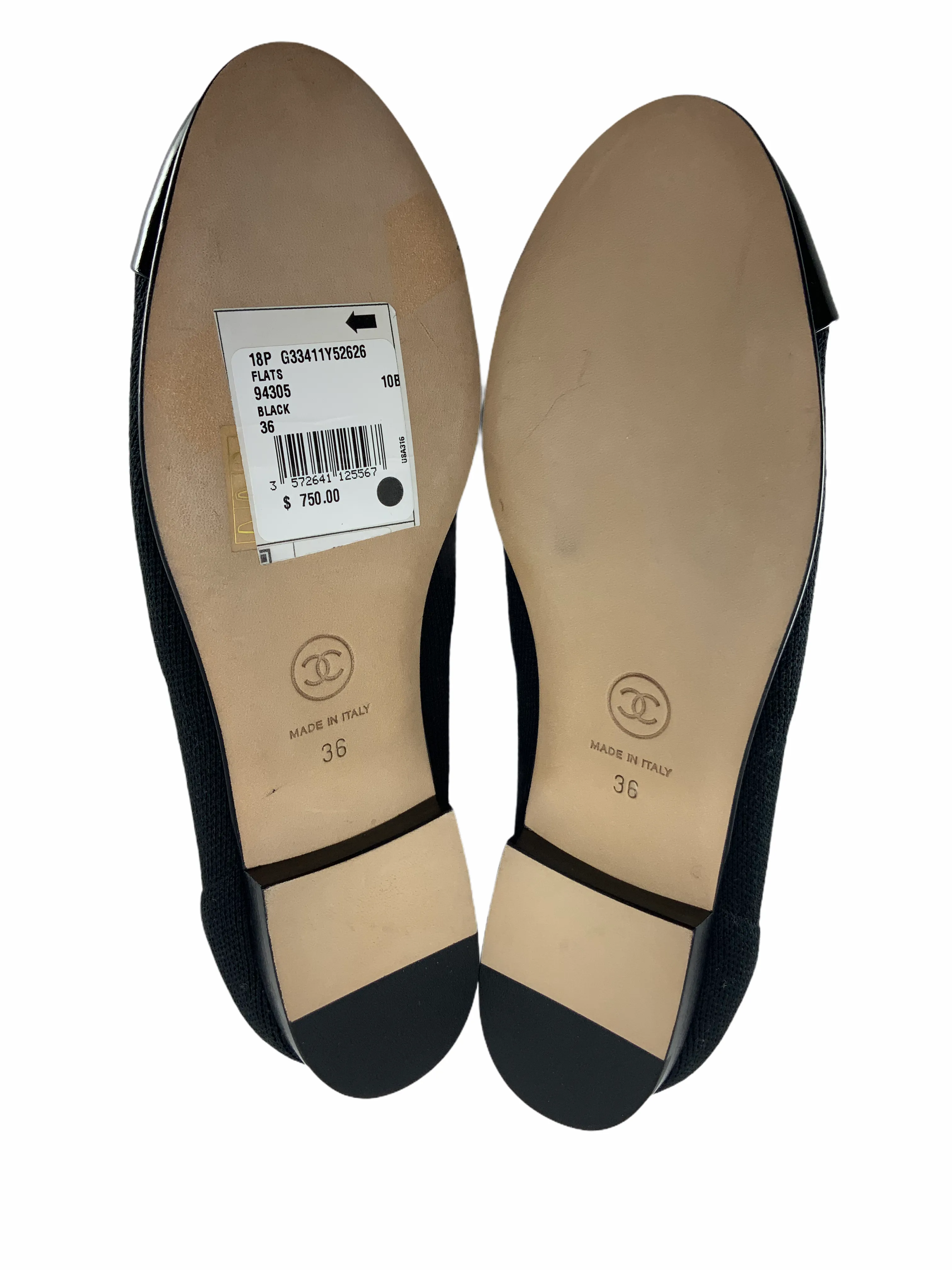 Chanel Fabric Patent CC Cap Toe Ballerina Flats 6