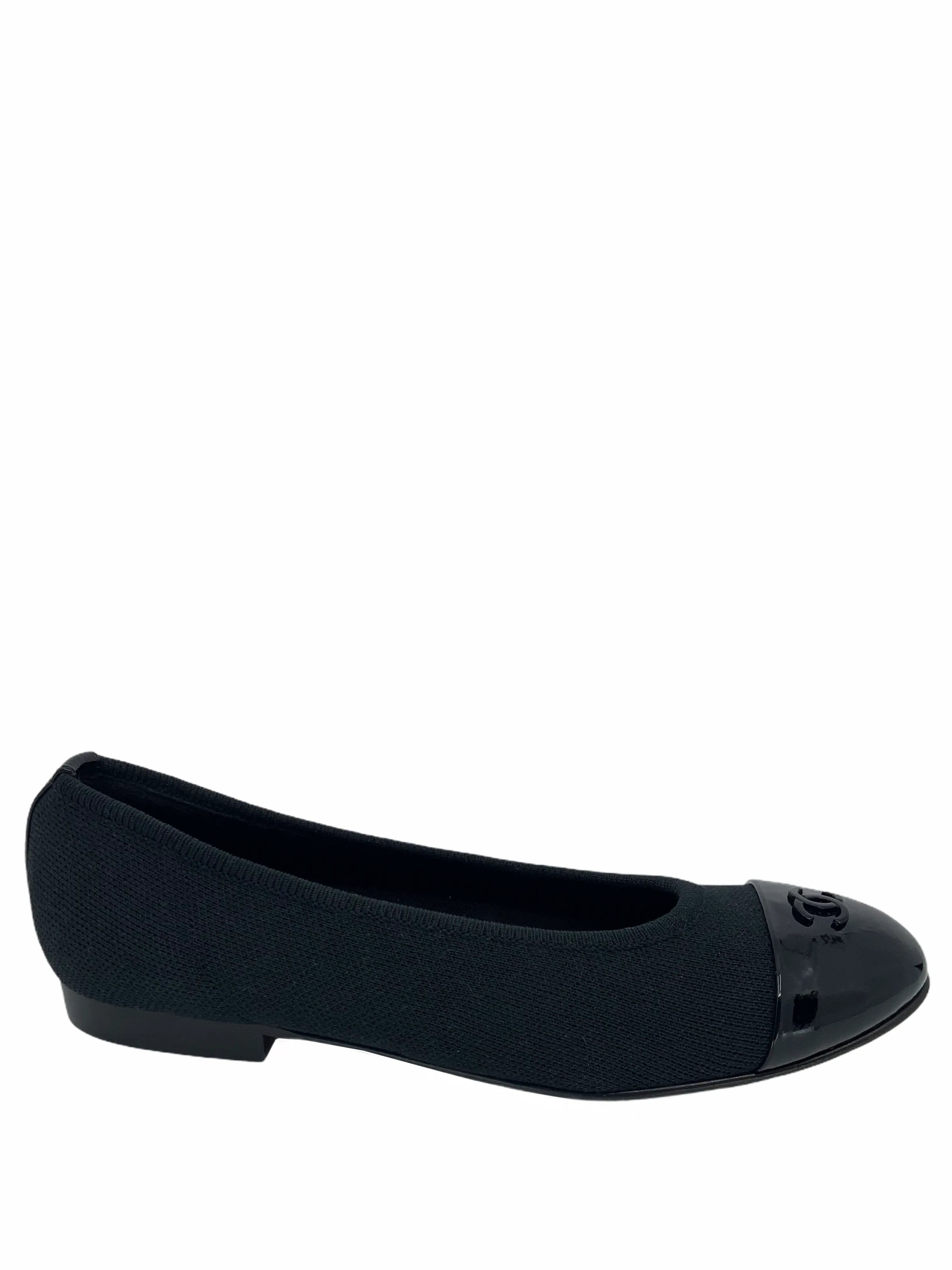 Chanel Fabric Patent CC Cap Toe Ballerina Flats 6