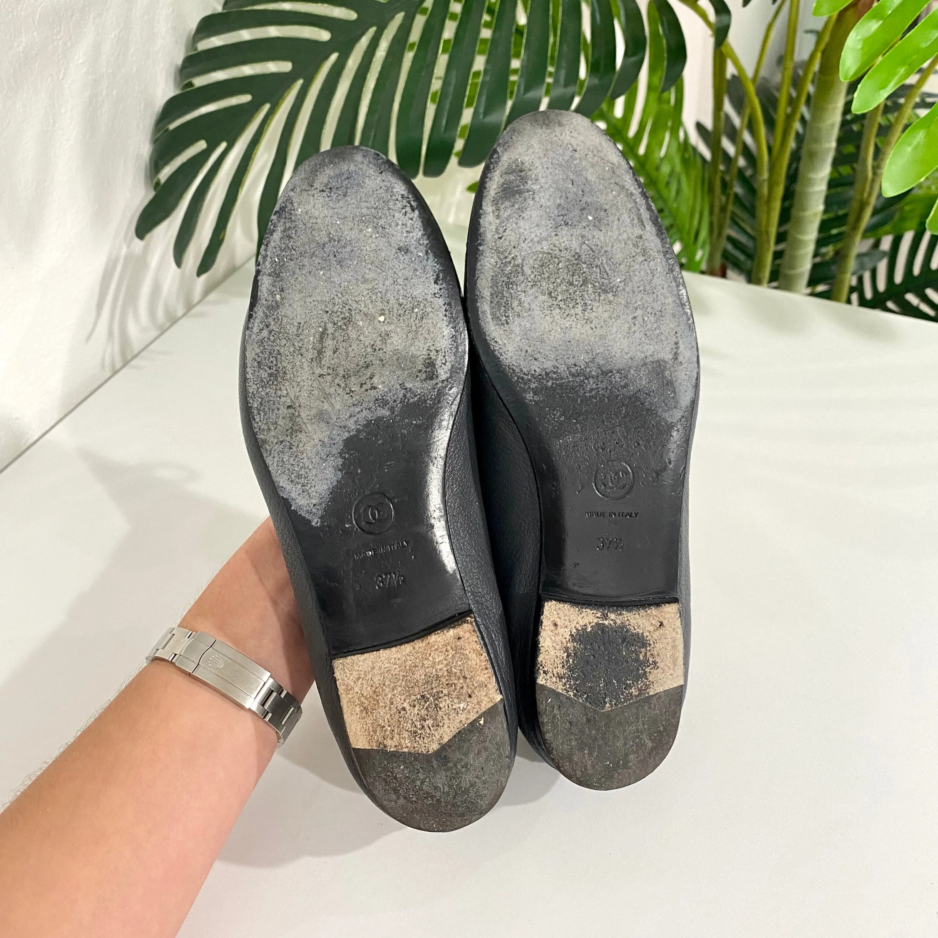 Chanel Grey Ballet Flats