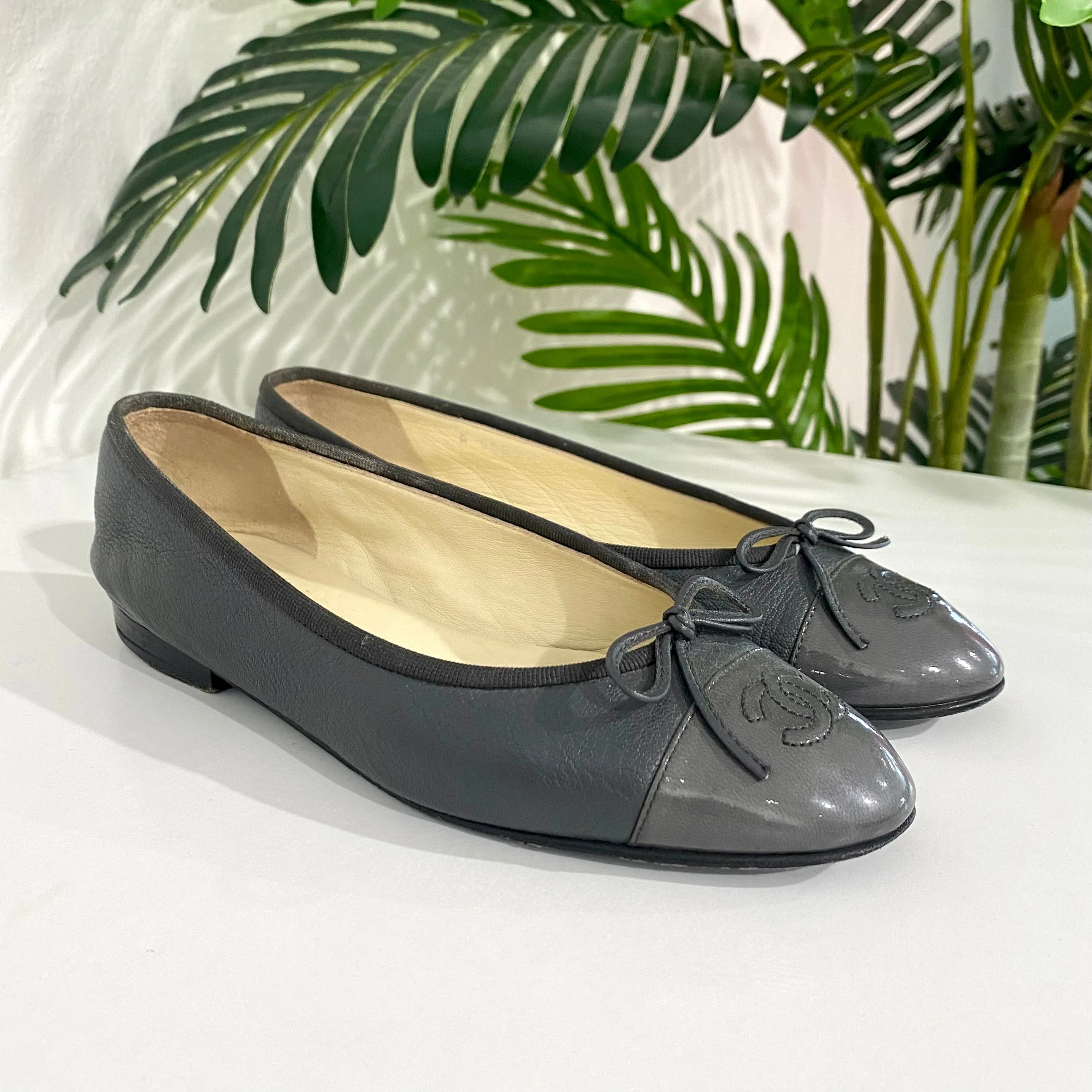 Chanel Grey Ballet Flats