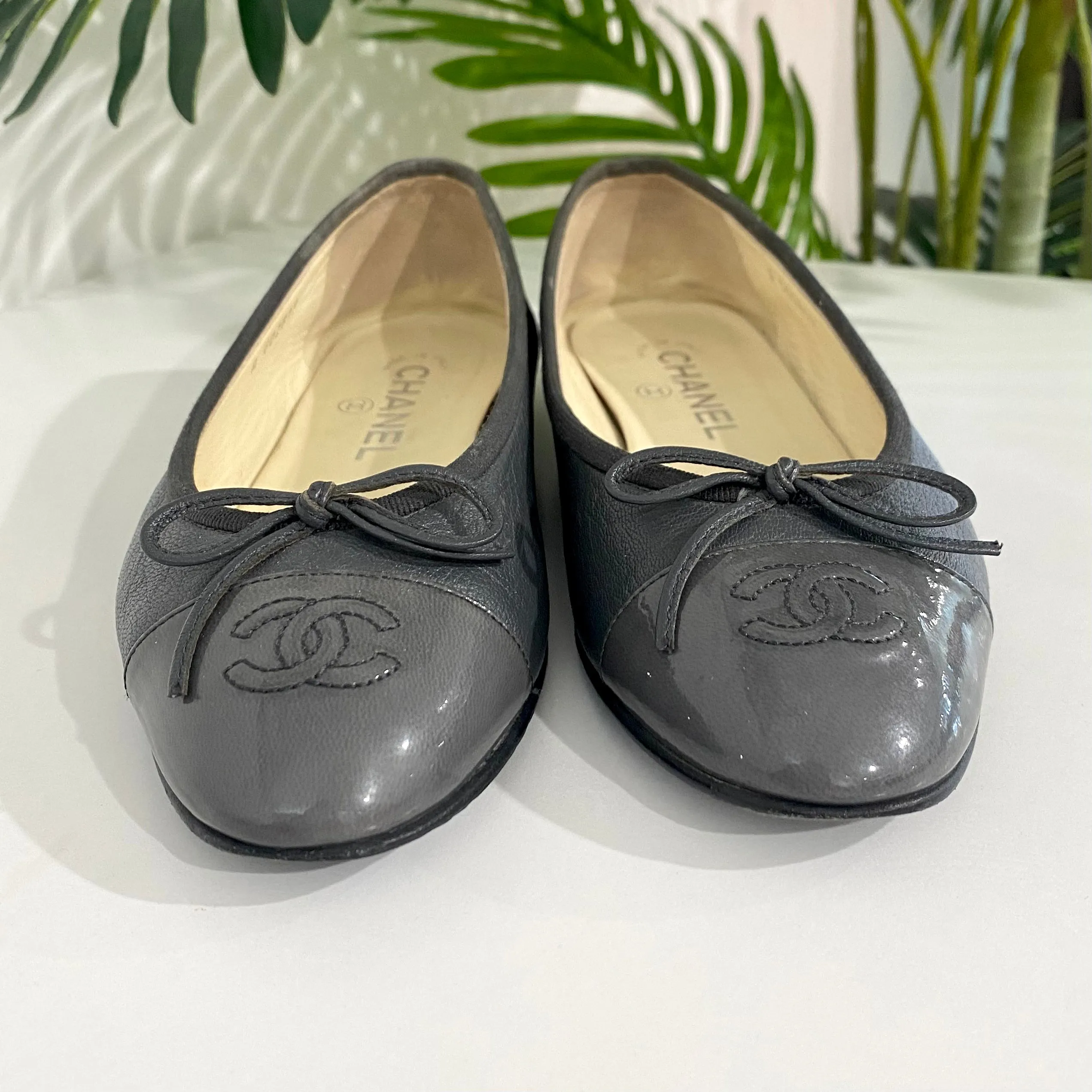 Chanel Grey Ballet Flats