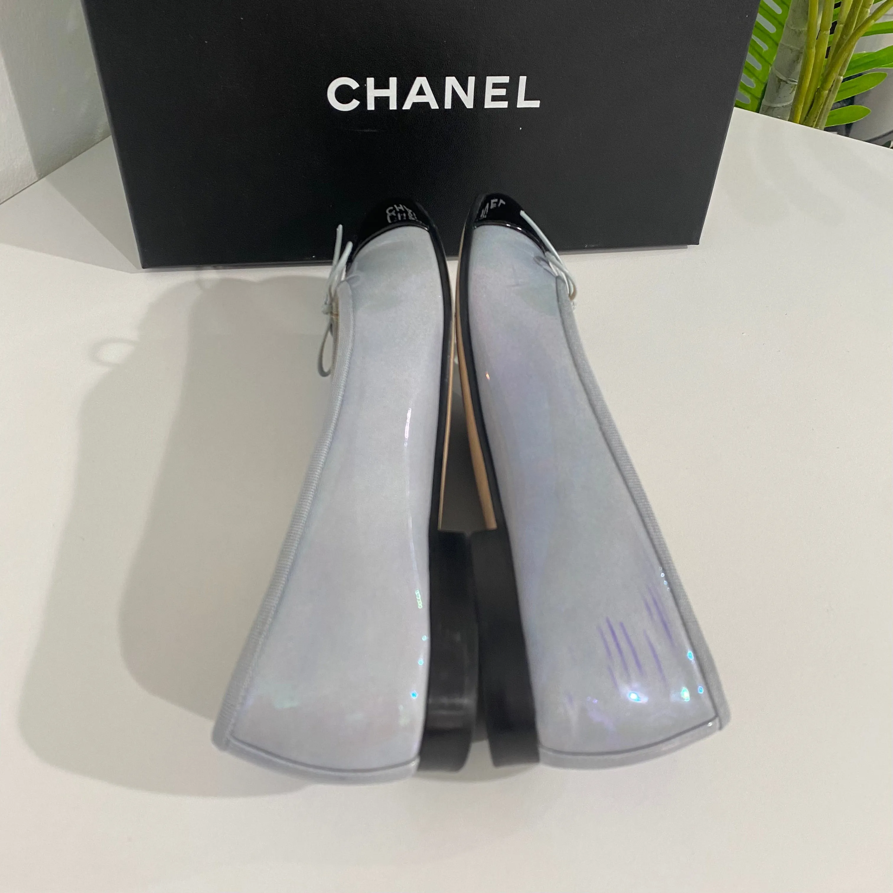 Chanel Iridescent Blue/Black Ballet Flats