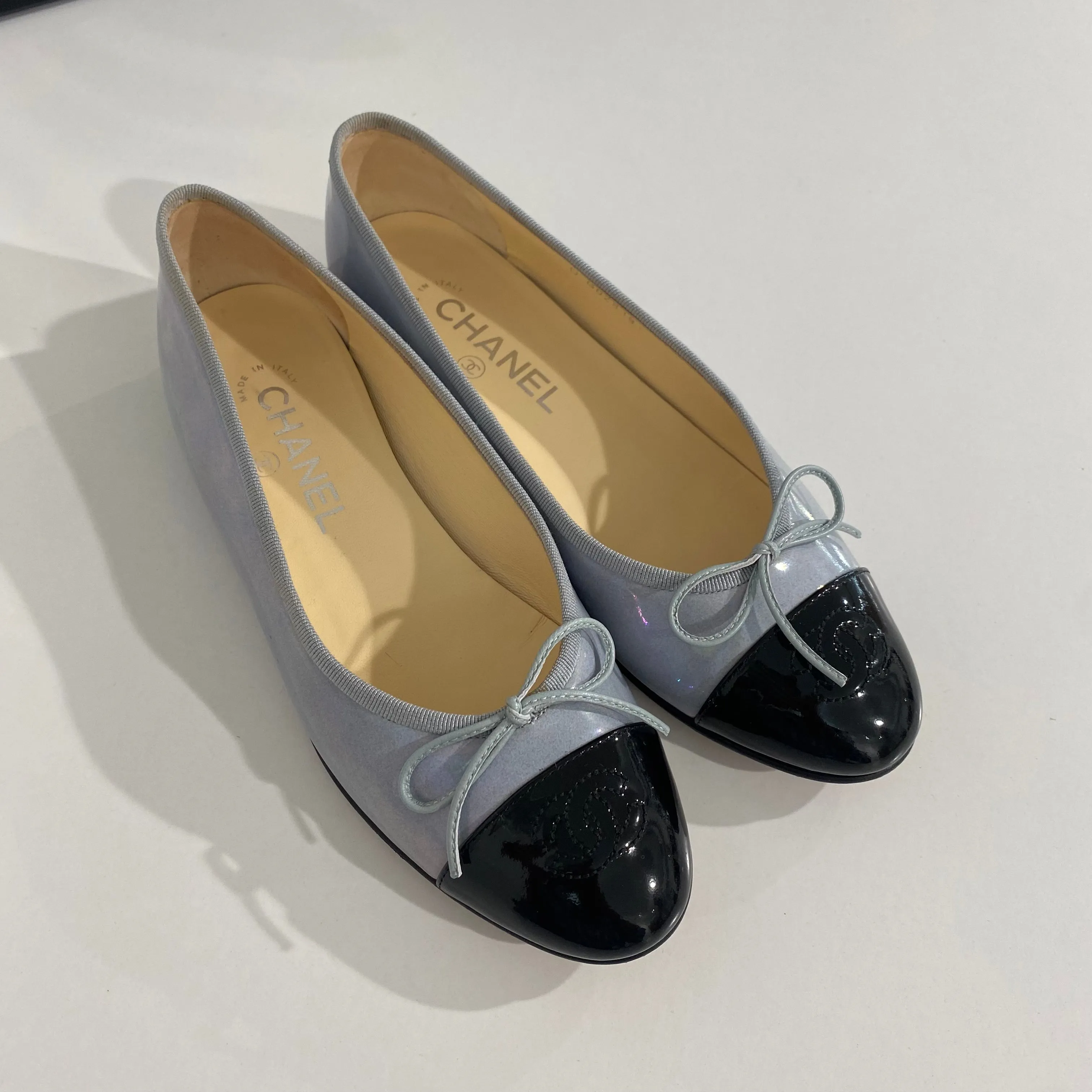 Chanel Iridescent Blue/Black Ballet Flats