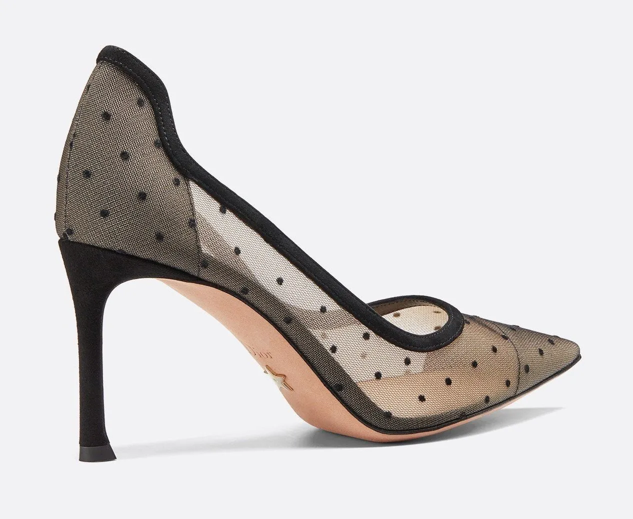 D-Moi Pump in Embroidered Dotted Swiss Tulle, Black