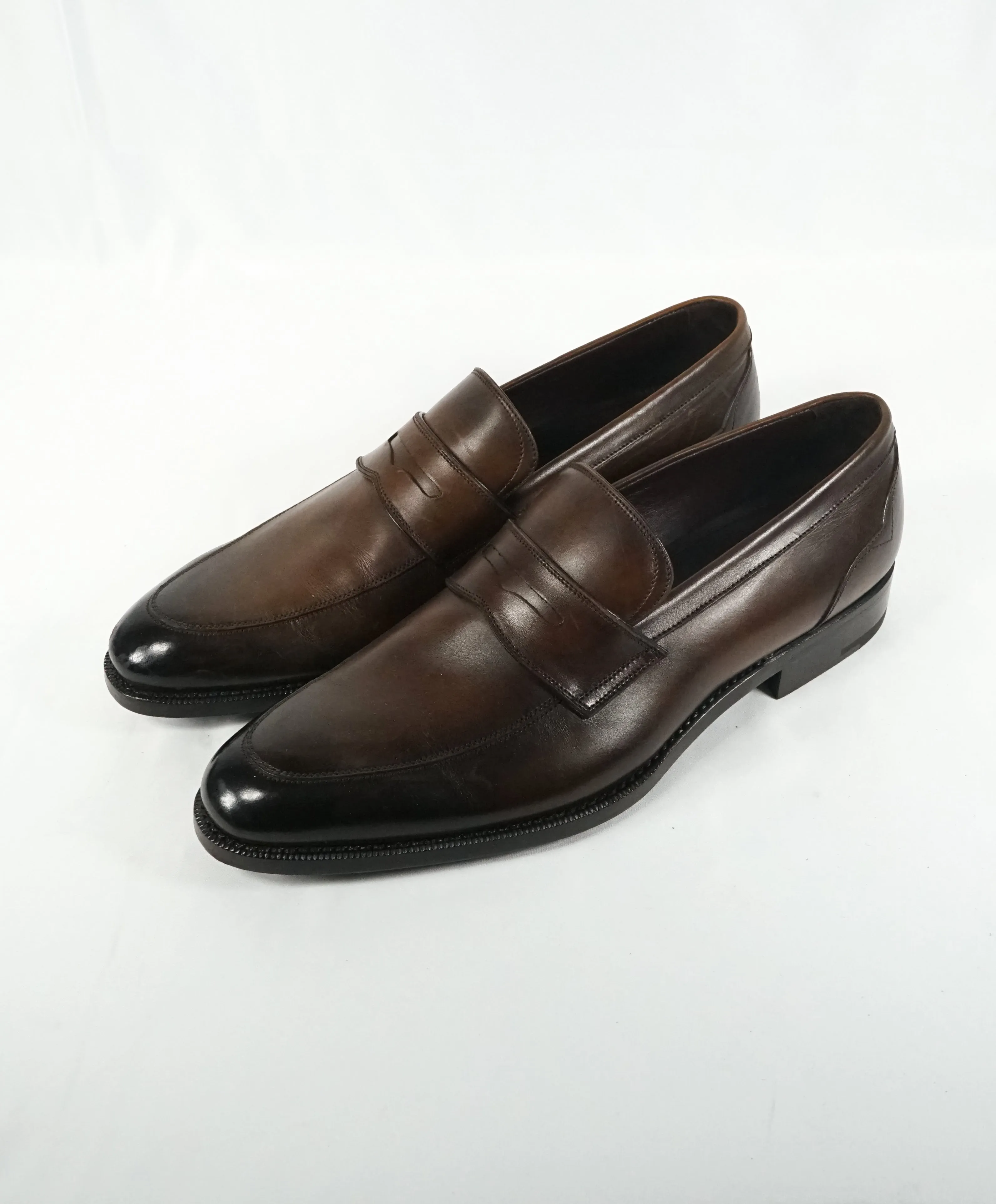 ERMENEGILDO ZEGNA - “Garonne” Brown Penny Loafers Galace Tips - 10