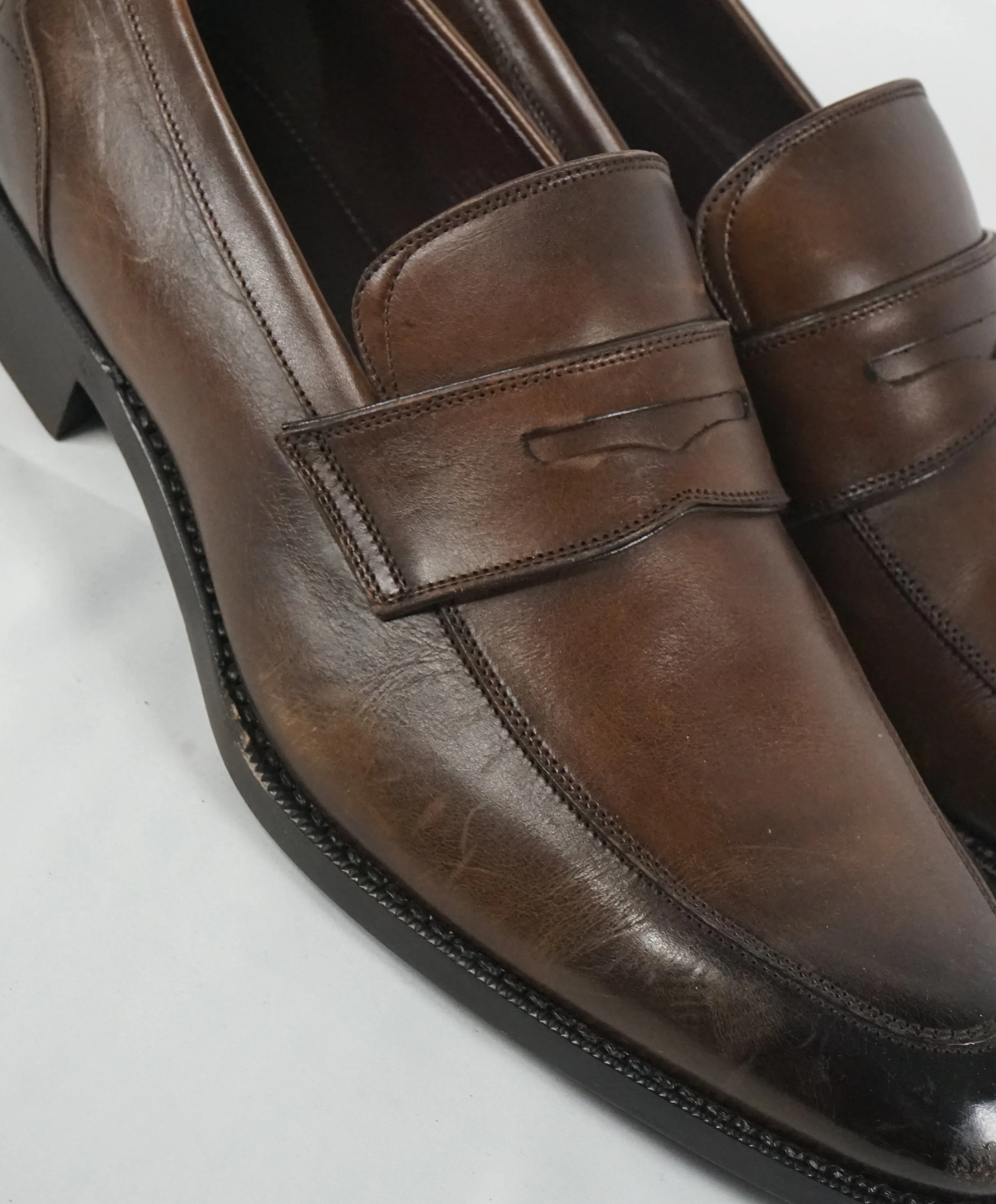 ERMENEGILDO ZEGNA - “Garonne” Brown Penny Loafers Galace Tips - 10