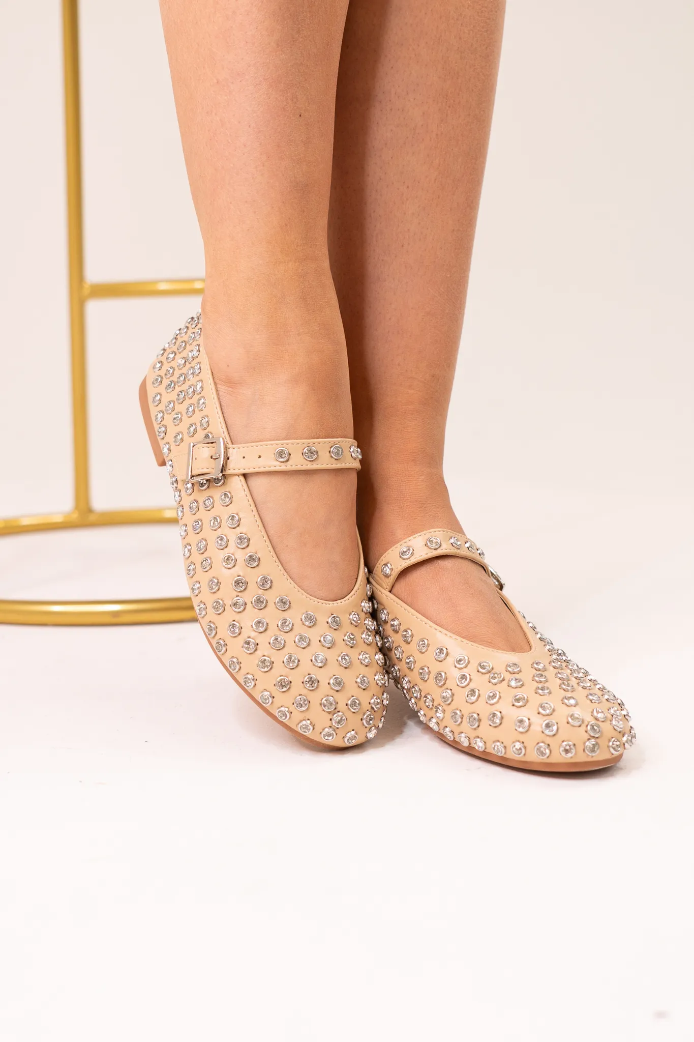 Faith Studded Flats In Neutral