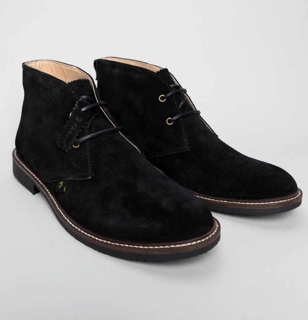 Farah Briggs Suede Desert Boots Black Mono