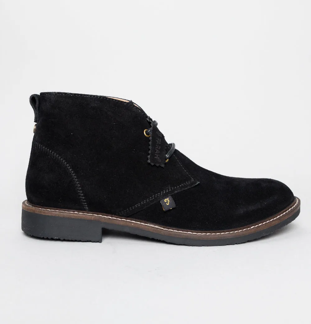 Farah Briggs Suede Desert Boots Black Mono