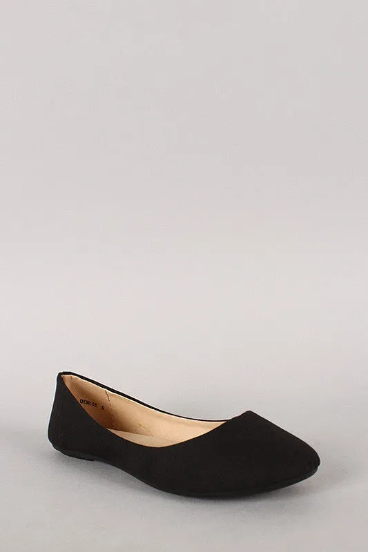 Faux Suede Round Toe Ballet Flat