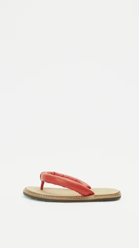 Flip Padded Leather Thong Sandals in Tomato