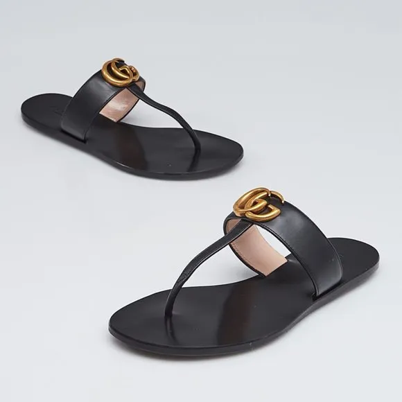 GUCCI GG LEATHER THONG SANDALS