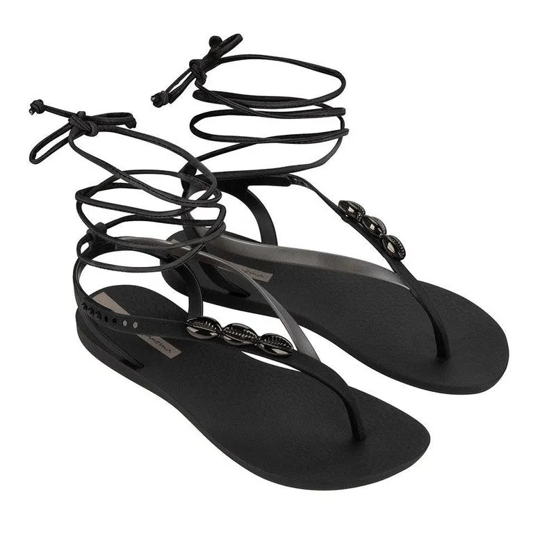 Ipanema Ankle Wrap Thong Sandals - Black