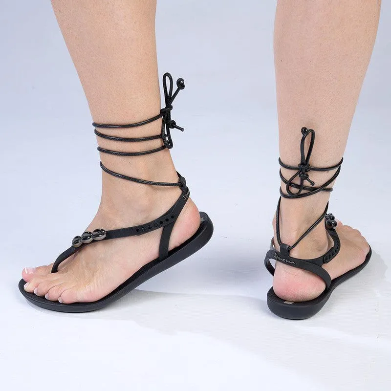 Ipanema Ankle Wrap Thong Sandals - Black