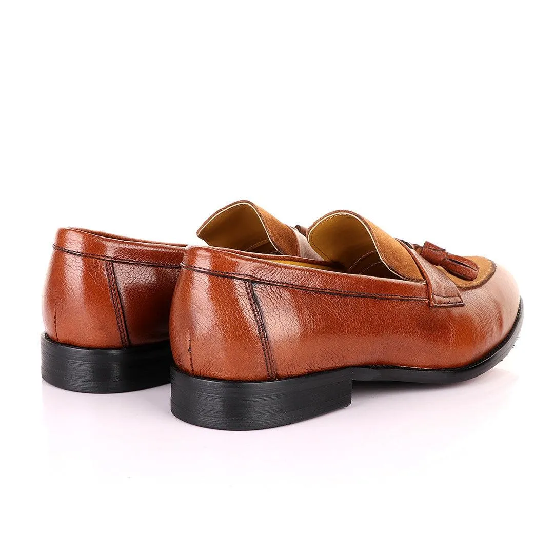 John Mendson Crafted Brown and Suede tassel Loafers Shoe