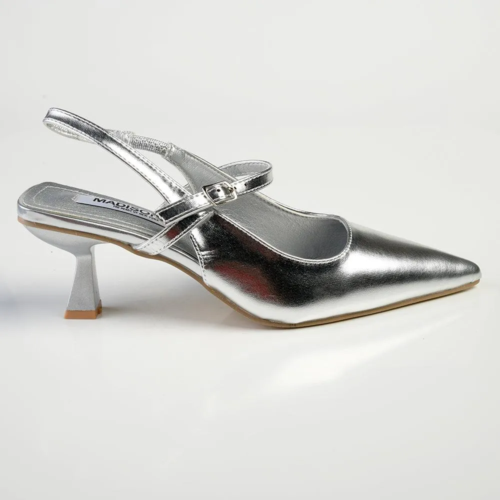 Madison Jakova Court Heels - Silver