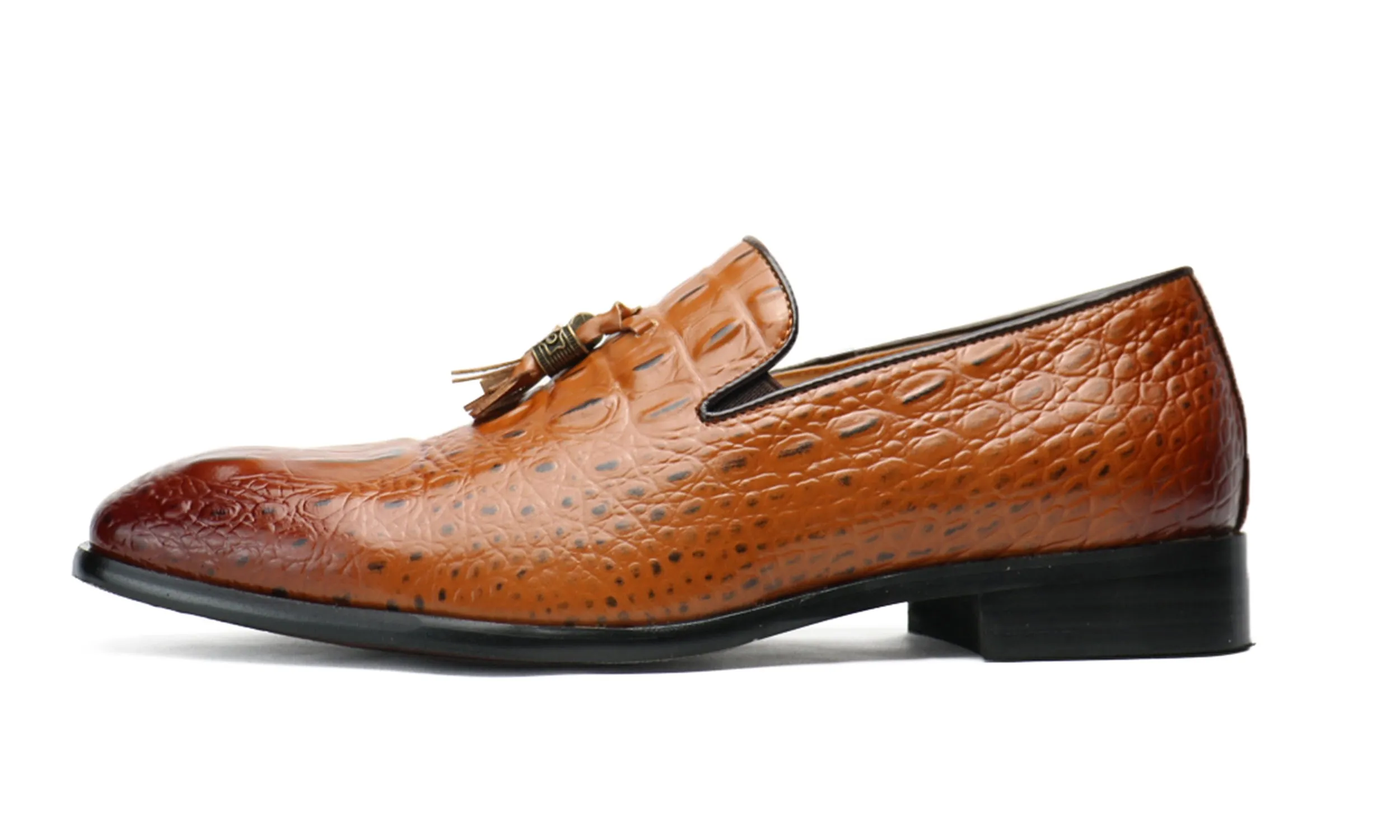 Men's Croc Tassel Loafers Brown