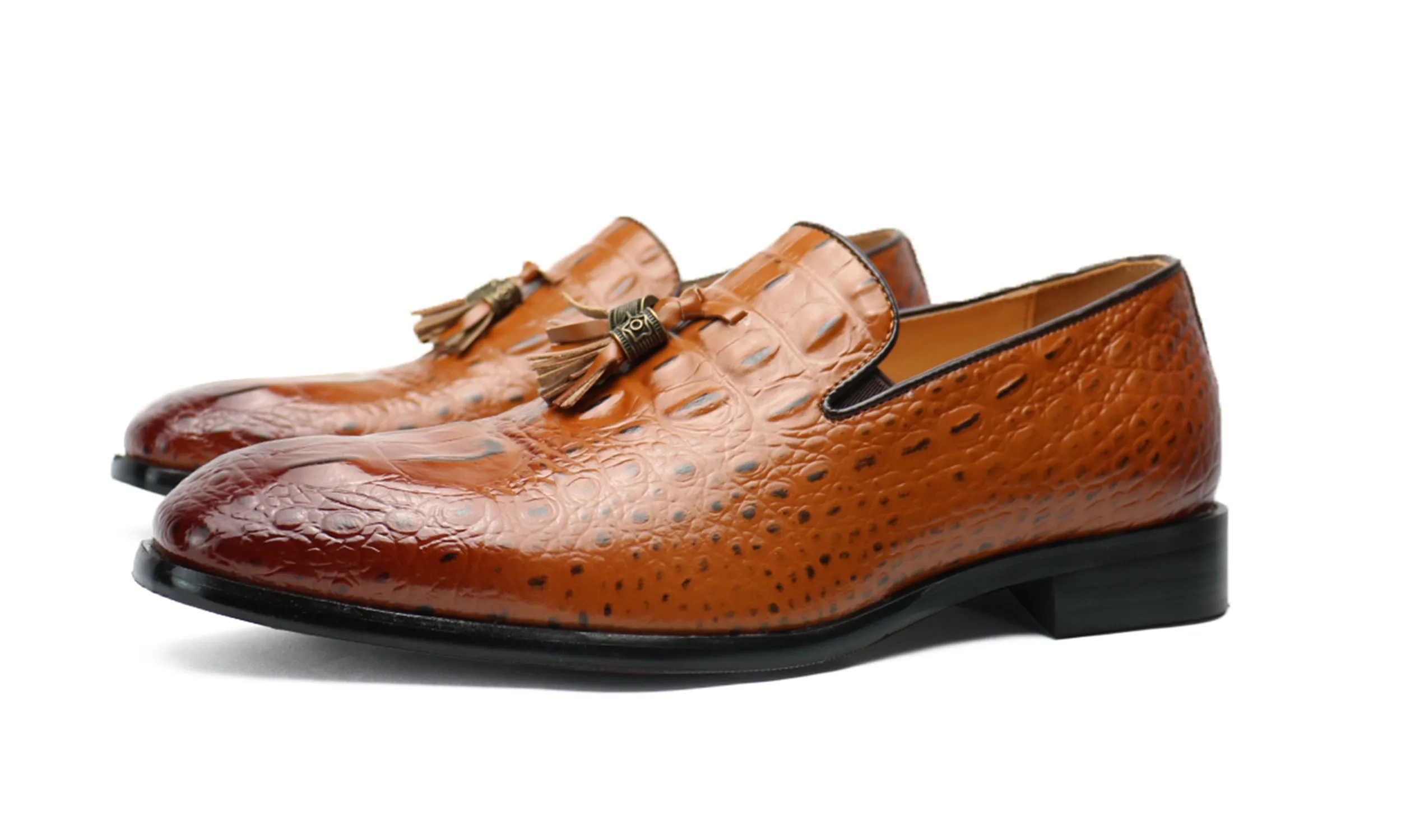 Men's Croc Tassel Loafers Brown