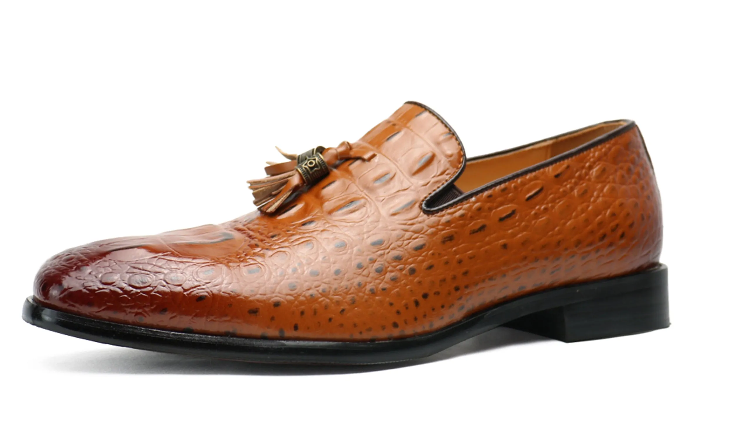 Men's Croc Tassel Loafers Brown