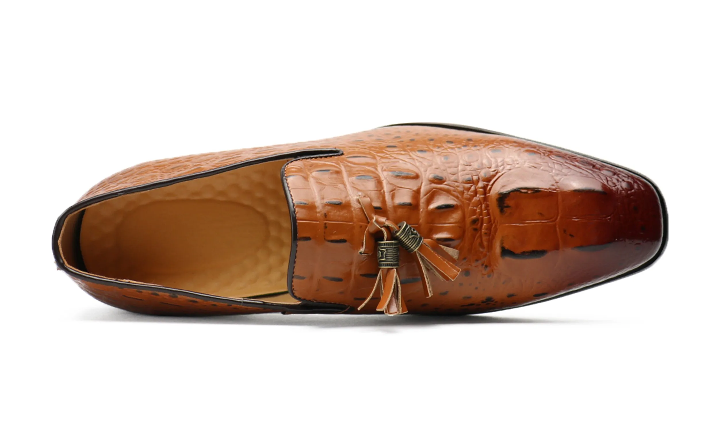 Men's Croc Tassel Loafers Brown