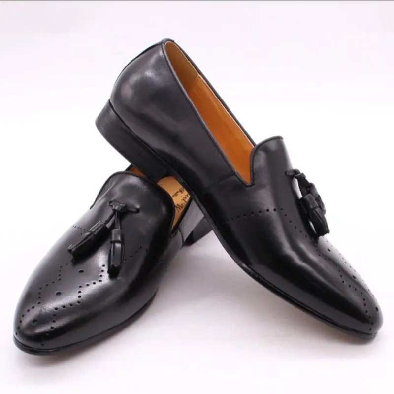 Men's Hand Painted Cowhide Tassel Loafers