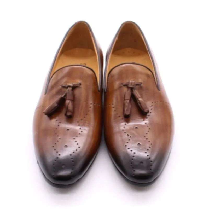 Men's Hand Painted Cowhide Tassel Loafers