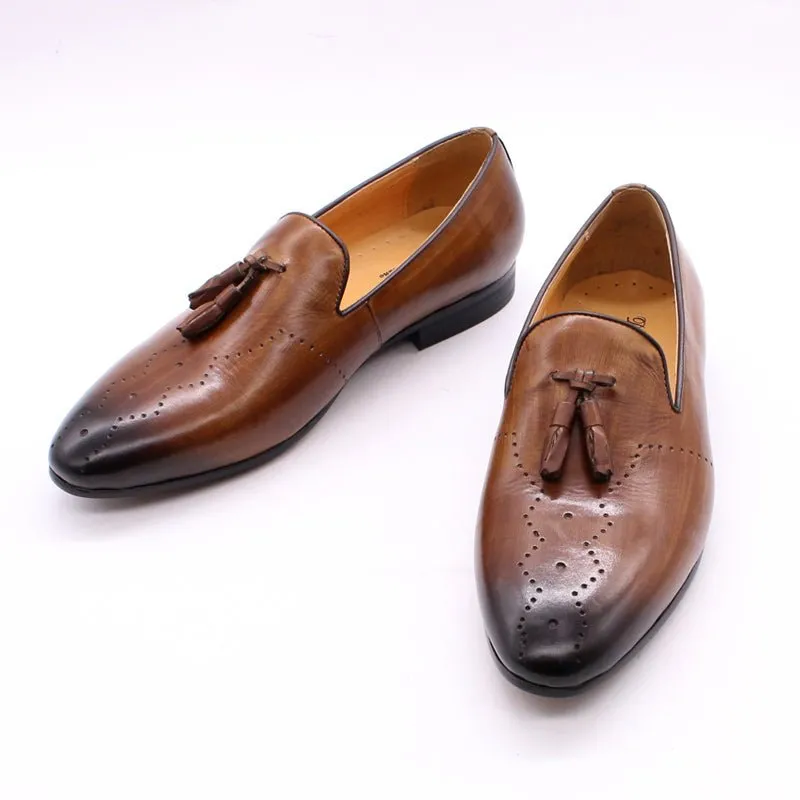 Men's Hand Painted Cowhide Tassel Loafers