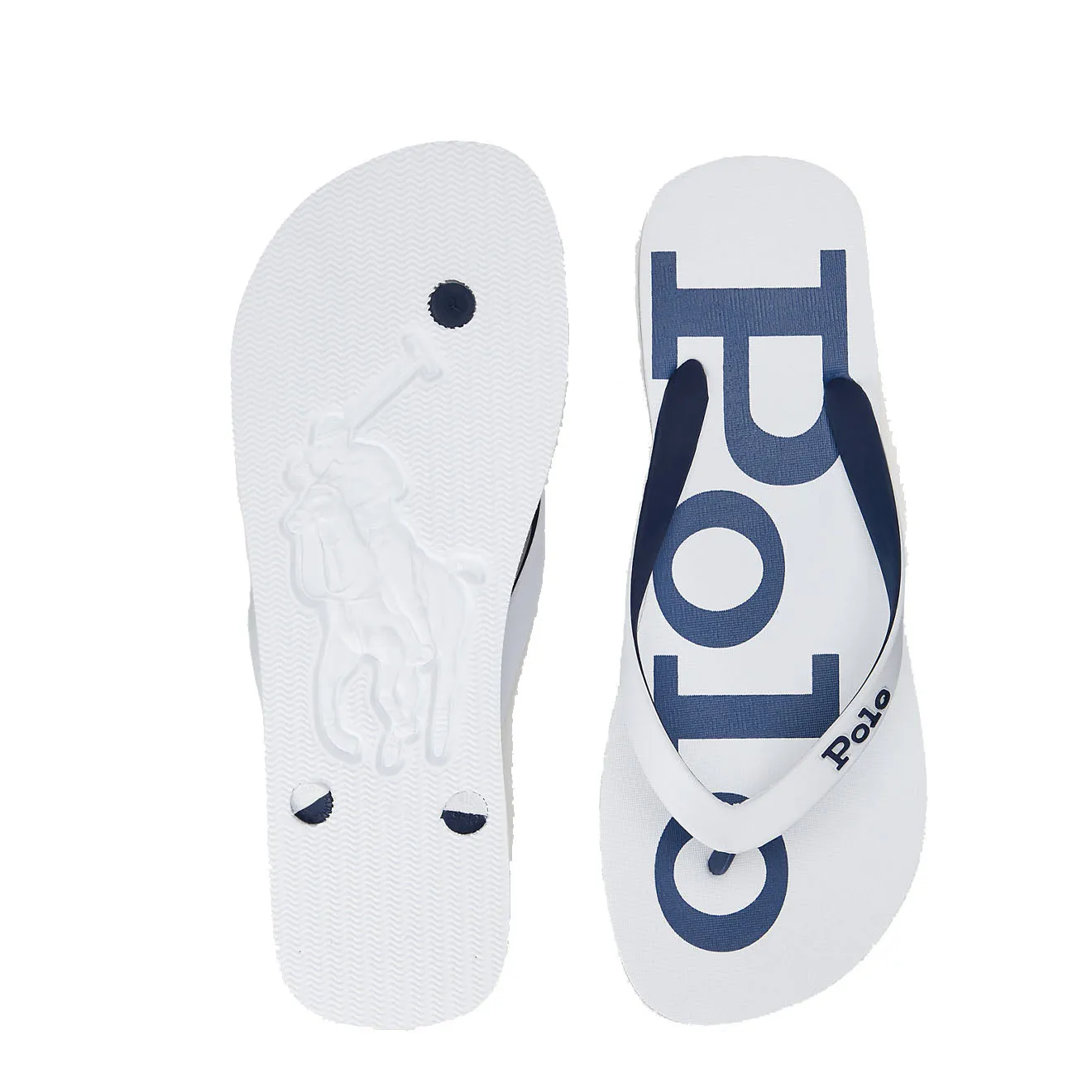 Polo Ralph Lauren Bolt Logo Flip-Flop White / Newport Navy