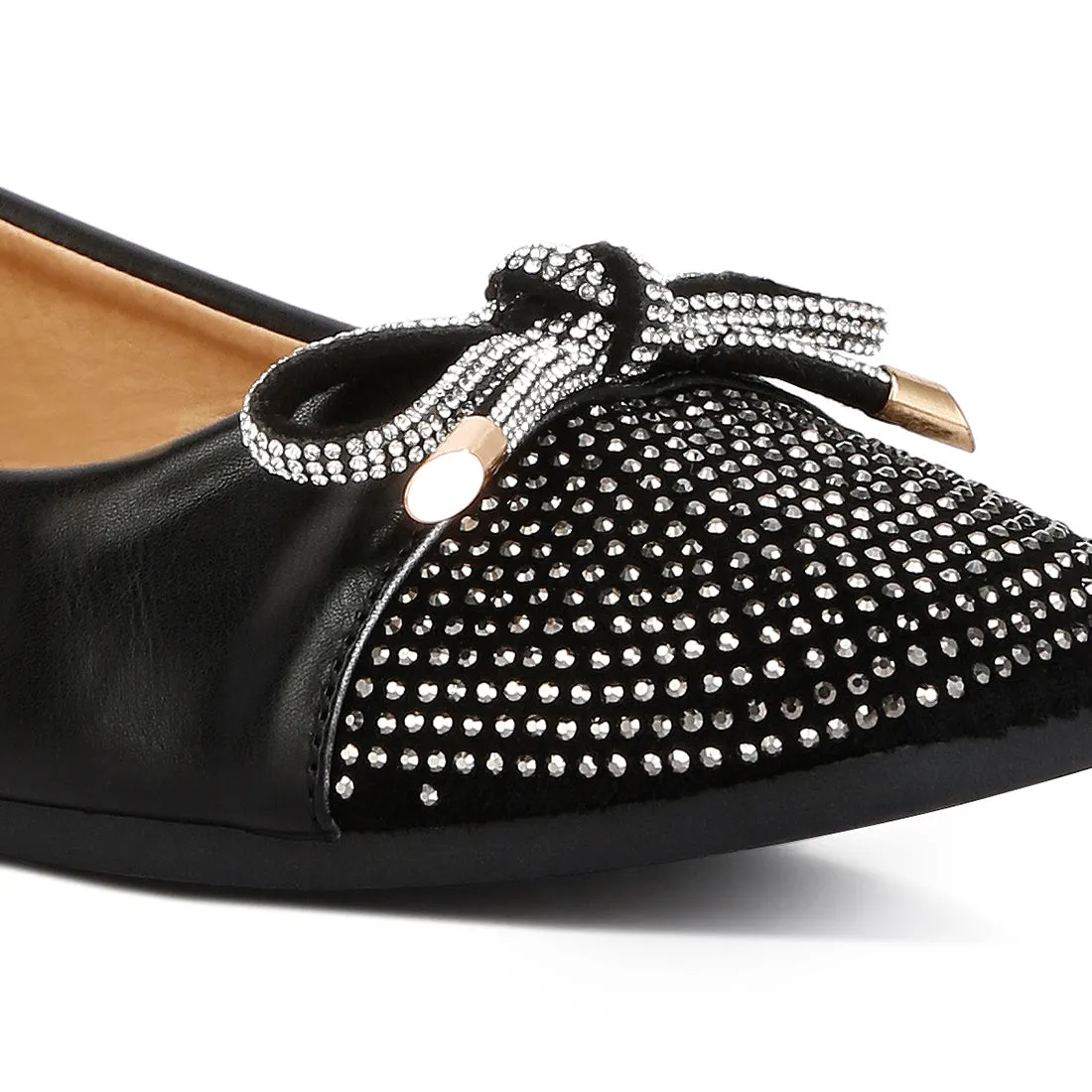 Rhinestones Embellished Toe Cap Ballerinas