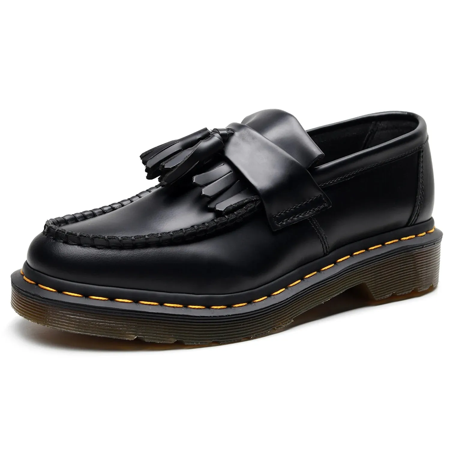 Round Toe Solid Black Tassel Loafers